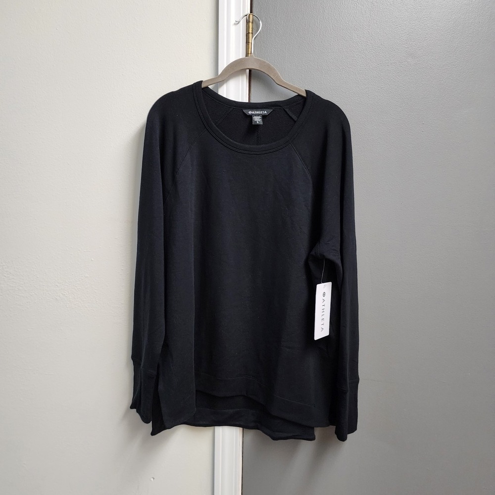 ATHLETA Coaster Luxe Recover Sweatshirt Women's Size Large Black MSRP $79